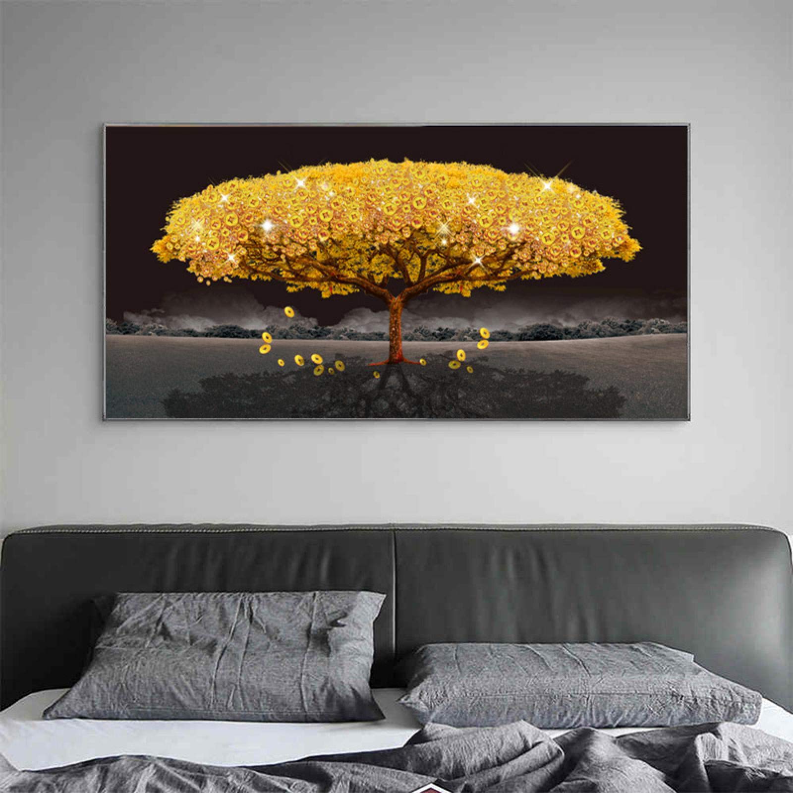 Sechars Handgemalte Ölgemälde-Set – 3-teilige Leinwand-Kunst Schwarz & Gold, Gerahmt, 40,6 X 61 Cm