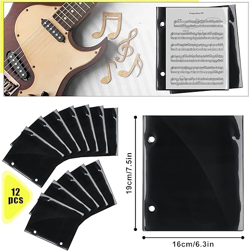 Miniatura 2 de Outus 12 carpetas con tapa para música, banda de marcha, 7.5 x 6.3 pulgadas, carpetas corales de PVC, impermeables, de doble cara, soporte para