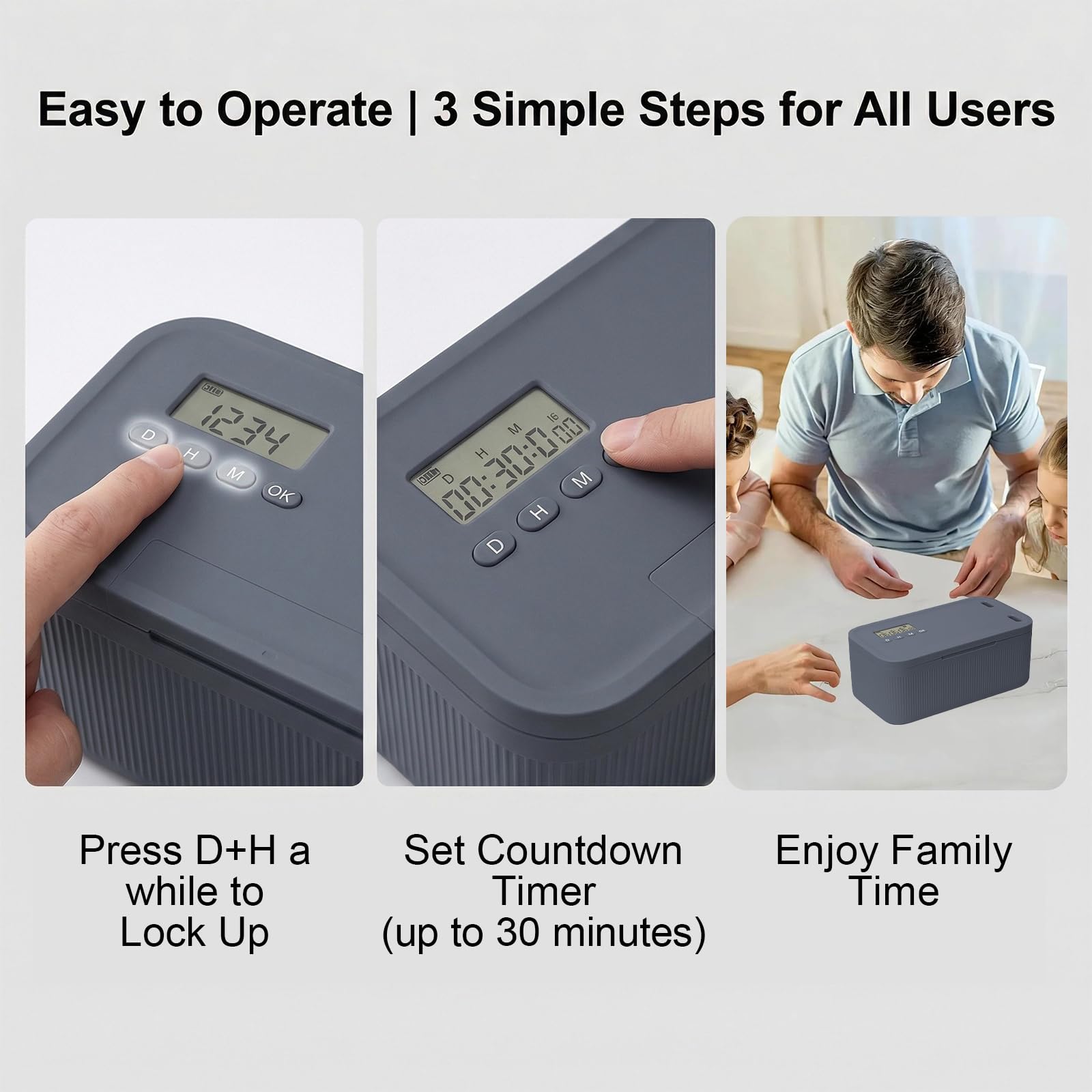 Safe Timed Lock Box, Handy Safe mit Zeitschloss, Handy Gefängnis mit Zeitschloss, Abschließbare Box, ZeitschlossZ Boxs, Phone Lock Boxs Suchtmanagement, für Medikamente, Snacks, 23.9x13.1x 9.6cm
