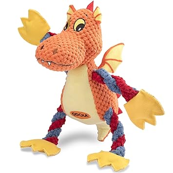 GOOLA Dog Squeaky Toys, Dragon Interactive Plush Stuffed Toy with 5 Squeakers and Crinkle Paper,Pet Rope Chew Toy for Puppy Small Medium Large Dogs
