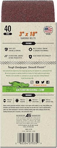 Miniatura 2 de Gator - Cinturones de lijado de óxido de aluminio de resina roja de 3 x 18 pulgadas, grano 40, paquete de 5