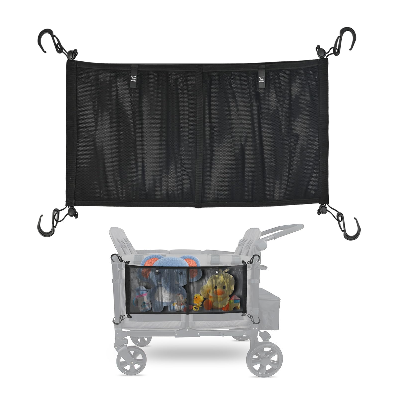 HX AURIZEStroller Wagon Cargo Net and Organizer Wagon Accessories Compatible with WONDERFOLD All W-Series Models Black