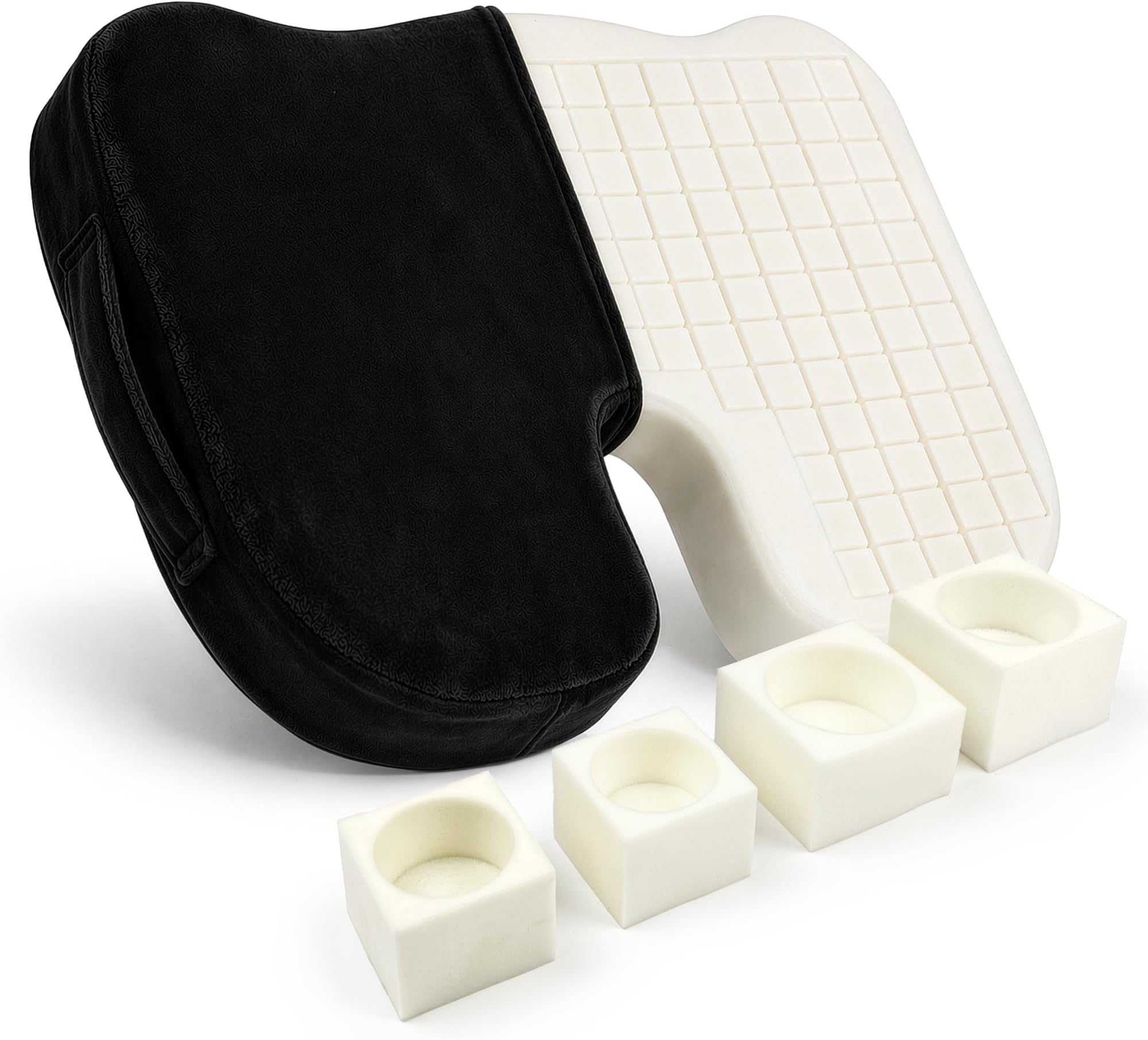 Cushy Tushy Premium Seat Cushion with Moveable Holes, Customizable Foam – Relief for Lower Back, Sciatic, & Tailbone Pain – Perfect for Driving, Home & Office – Black Fabric Cover