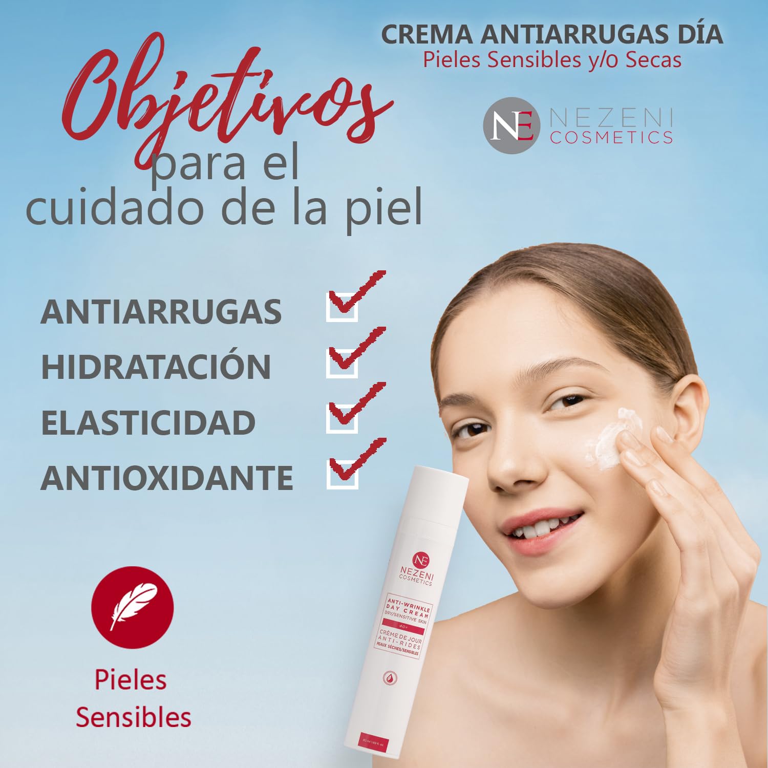 Nezeni Crema Facial Antiarrugas Mujer/Hombre 18 Principios Activos | Rellenador Arrugas Profundas | Crema Antiarrugas Día Reafirmante Para Cara, Cuello y Escote | Piel Sensible y/o Seca