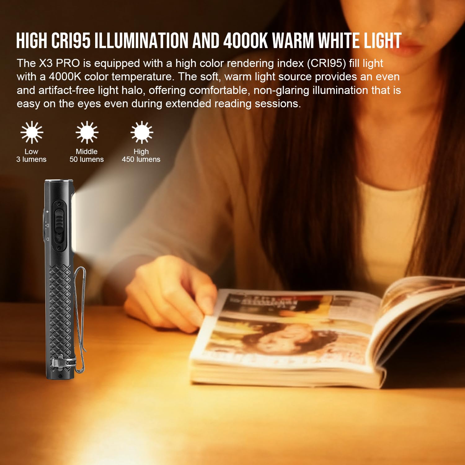 TrustFire X3-PRO - Linterna plana 6 en 1 con modos de iluminación de 2050 lúmenes, color marrón | Linternas recargables EDC con luz blanca, luz UV, luz verde, luz roja y azul, para camping, senderismo