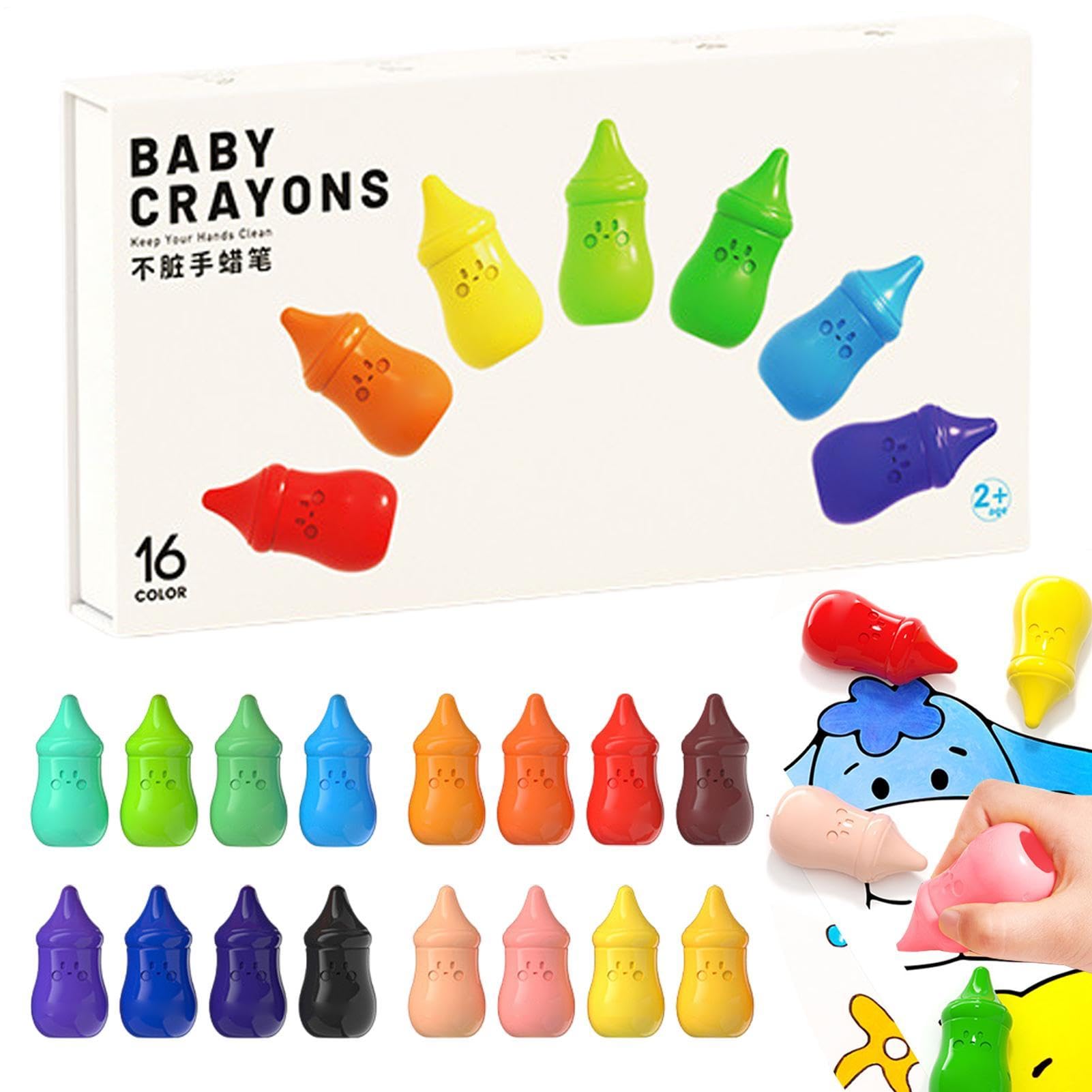 Wax Coloring Crayons - Easy Grip Painting Pencils, Washable Smooth Wax Sticks, Bright Colorful Design | Kids Drawing Supplies, Creative Nursery School Playroom Non Noxious Safe Anti Stain Pastel Too