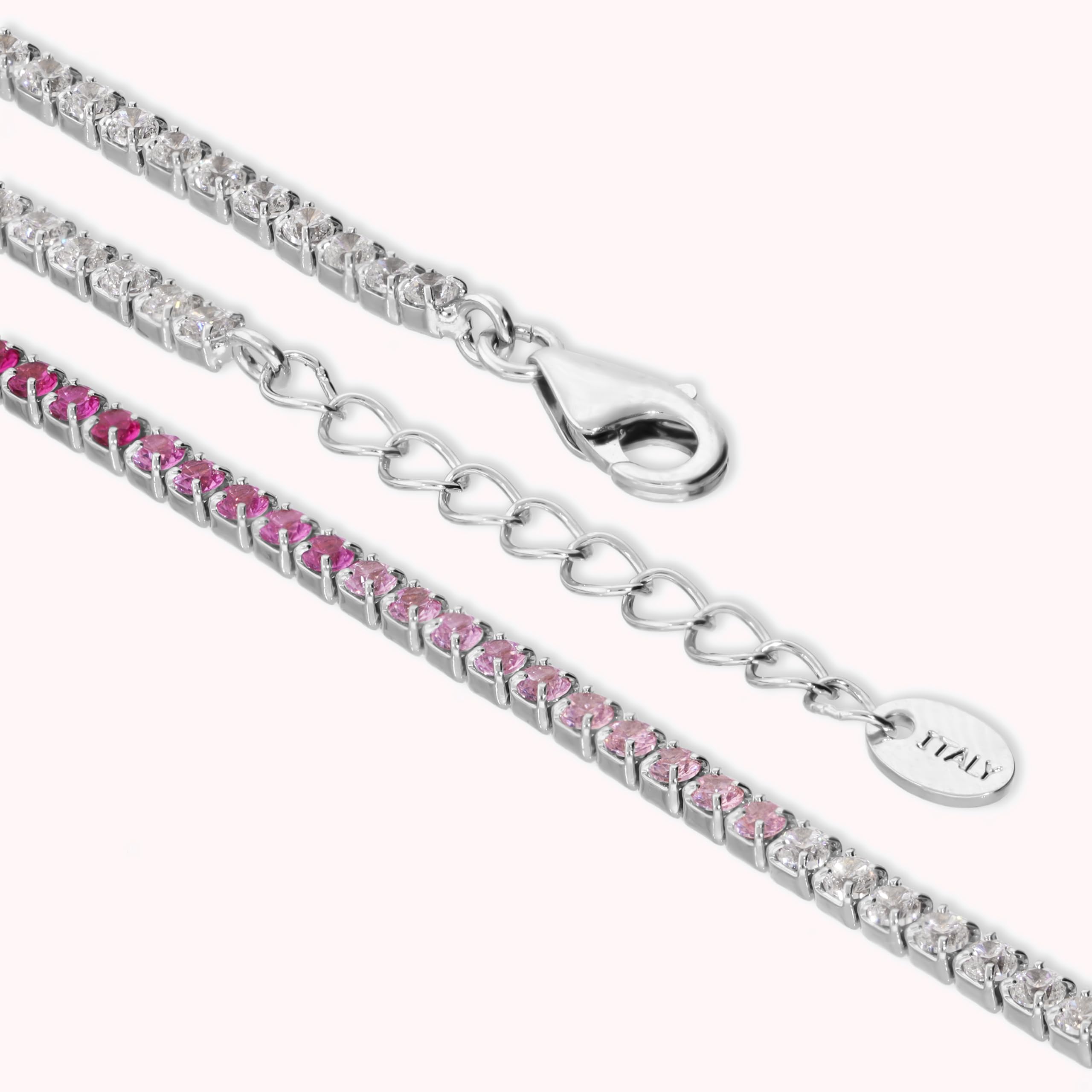 Bronzallure Bracciale Tennis Donna – Bracciale Tennis con Cubic Zirconia Fucsia Degradé – Gioielli Made in Italy – Braccialetto Idea Regalo Compleanni, Anniversari, Festa Donna, Festa Mamma