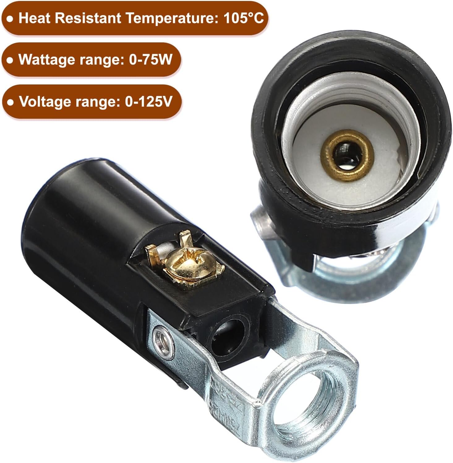 10Pcs E12 LED Light Bulb Socket, Candelabra Base Socket Replacement, Black