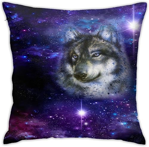 VARUN Fundas de almohada cuadradas con diseño de animales salvajes y galaxia, lobo salvaje, para decoración del hogar, sofá, automóvil, dormitorio,