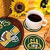 Bartogro 8 Pcs Diamond Painting Coaster Kits, DIY Football Diamond Art Coasters with Holder Sports Diamond Art Crafts Supplies for Green Bay Design #4