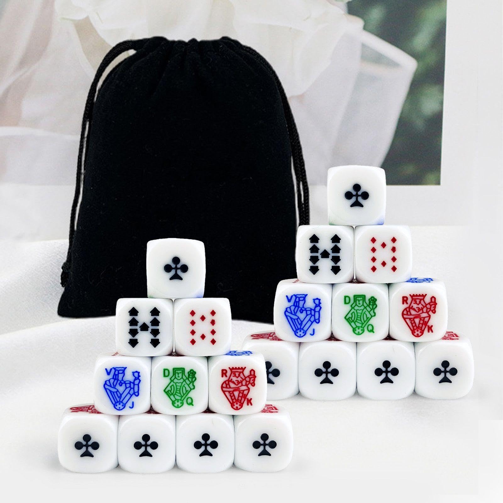 Dadi da Poker da 20 Pezzi E Borsa in Velluto Nero da 1 Pezzo, Gioco di Lancio, Giocattolo Creativo, Giocattolo Interattivo, Giochi di società