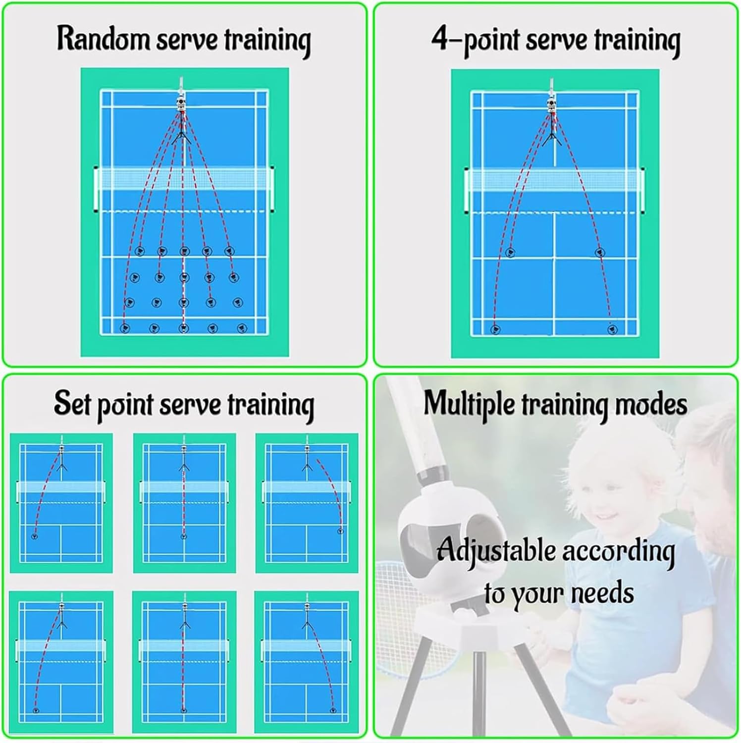 Badminton Serving Machine, Automatic Badminton Serving Machine, Accommodates 50 Balls, Adjustable Stand Height, Can Serve Long and Short Balls, Suitable for Home and Competition Training