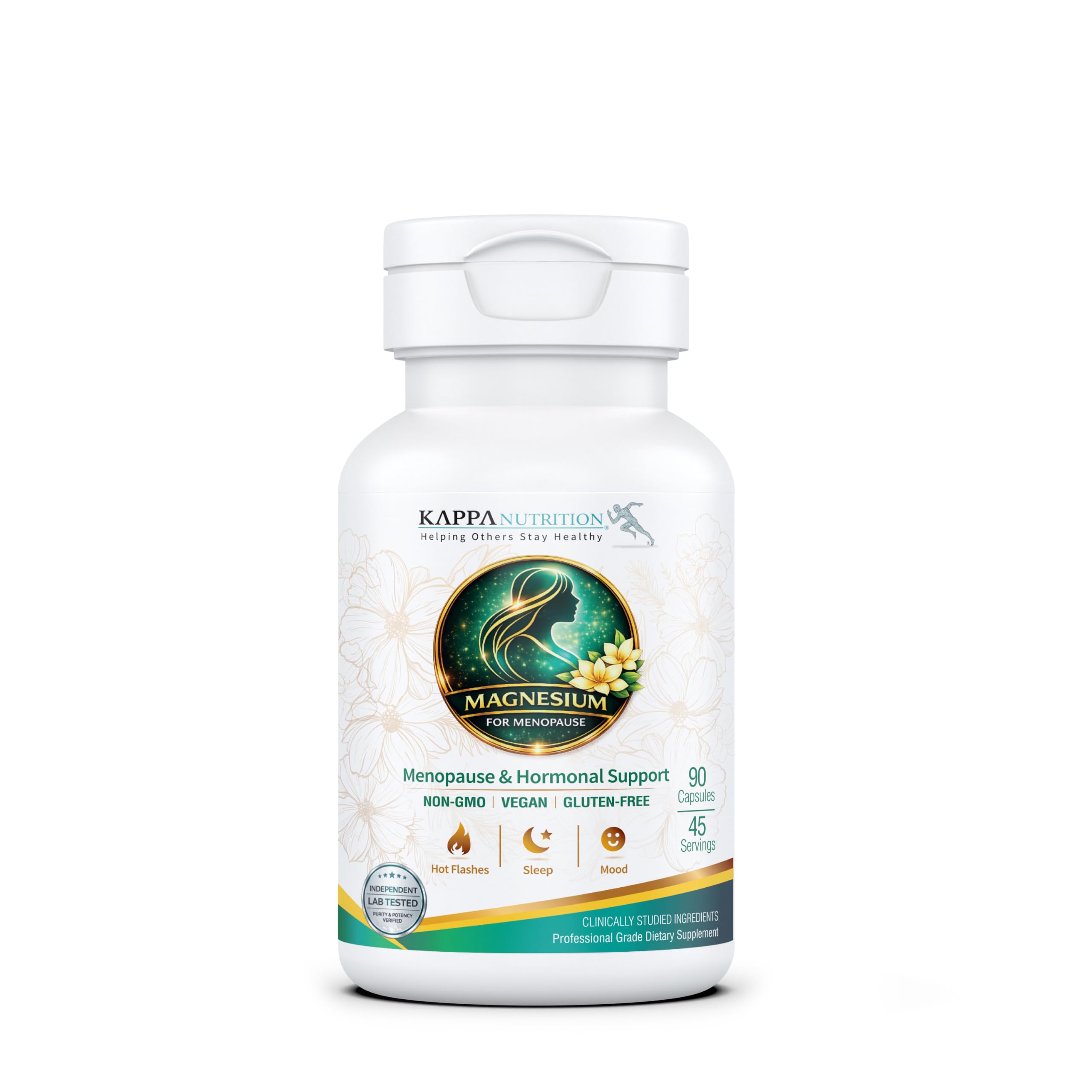 Kappa Nutrition® Magnesium for Menopause | Menopause & Hormonal Support for Women 40+ | Albion® Magnesium Biocomplex | Supports Calm, Sleep & Muscle Relaxation | Vegan | 90 Capsules (45 Servings)