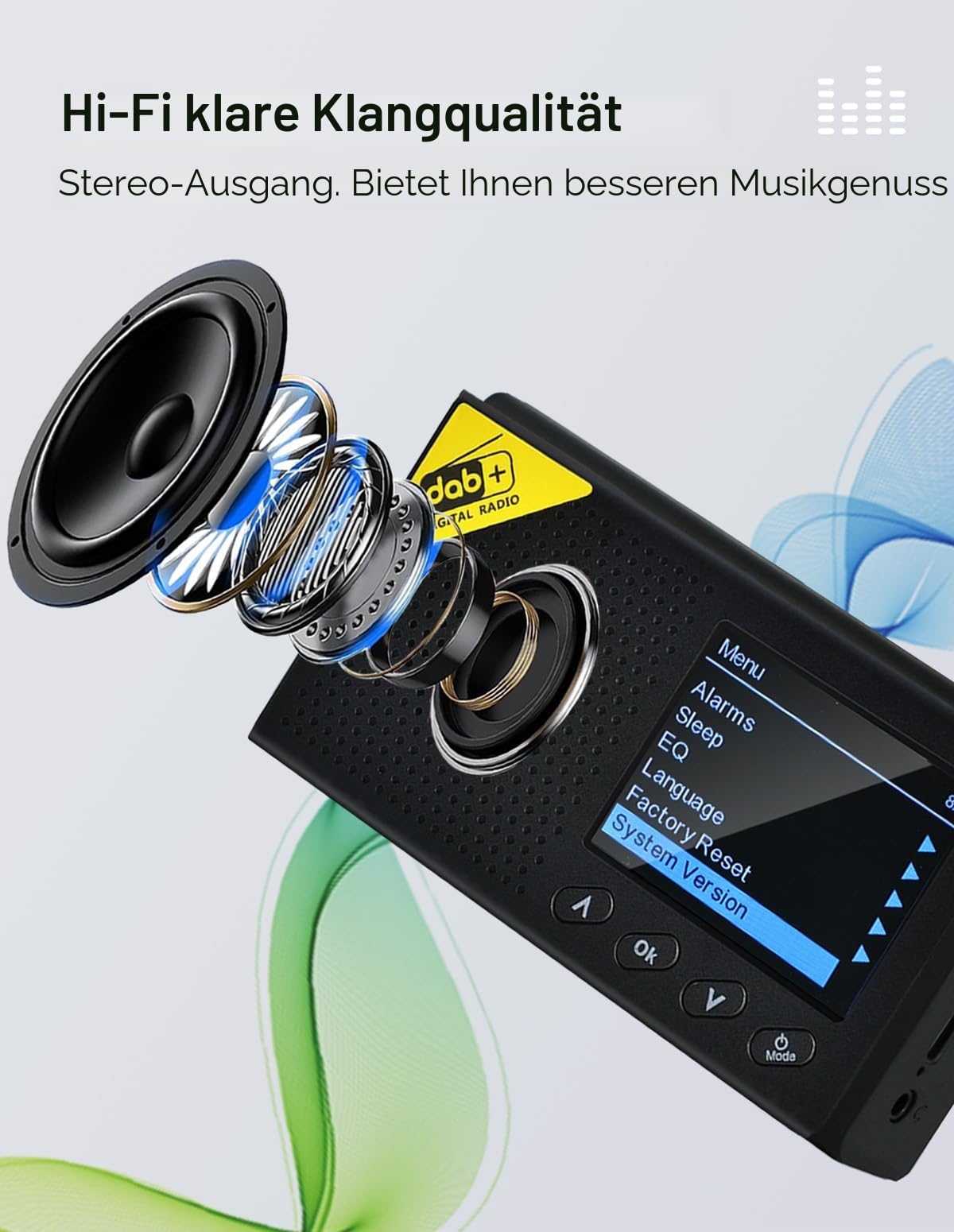 Tragbares DAB Radio, DAB Plus Radio kleine, Bluetooth,USB-C Betrieben & Wiederaufladbarer Akku | 12 Stunden Wiedergabe,2.4“ LCD Display, Kopfhörerbuchse | Dual Alarm,FM, 40 Voreinstellungen