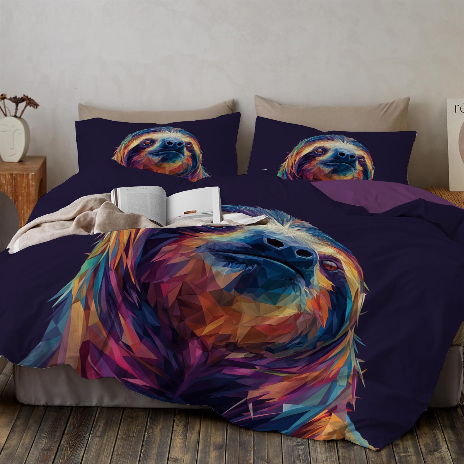 Ensemble de literie 3 pièces avec housse de couette 240x260 cm imprimée et taies d'oreiller 65x65