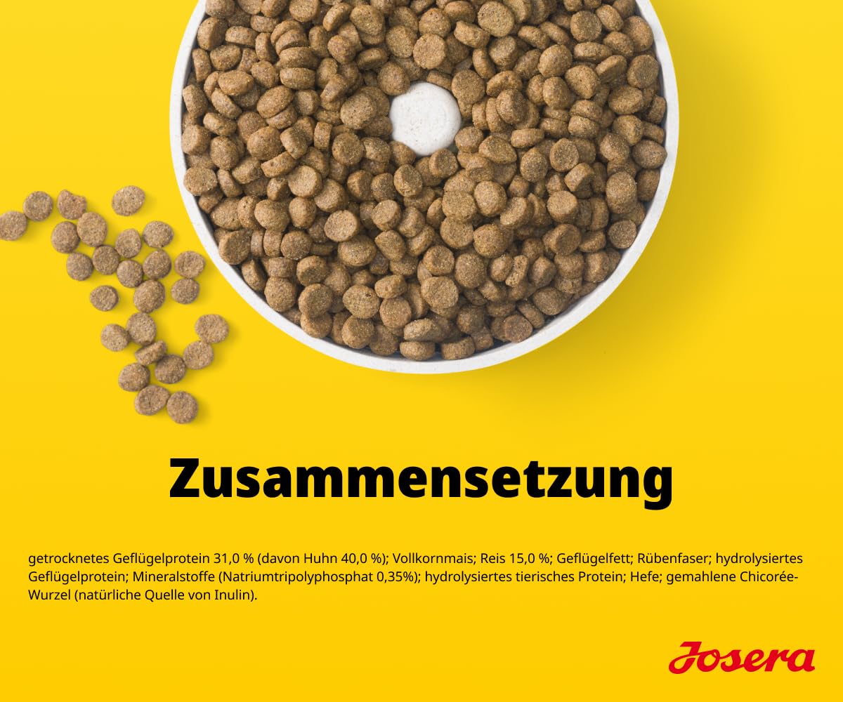 JOSERA Mini Huhn & Reis (1 x 10 kg) | Adult | Premium Trockenfutter für ausgewachsene Hunde Kleiner Rassen | mit Biotin für Haut & Fell | kleine Kroketten | extraverträglich | gluternfrei | 1er Pack