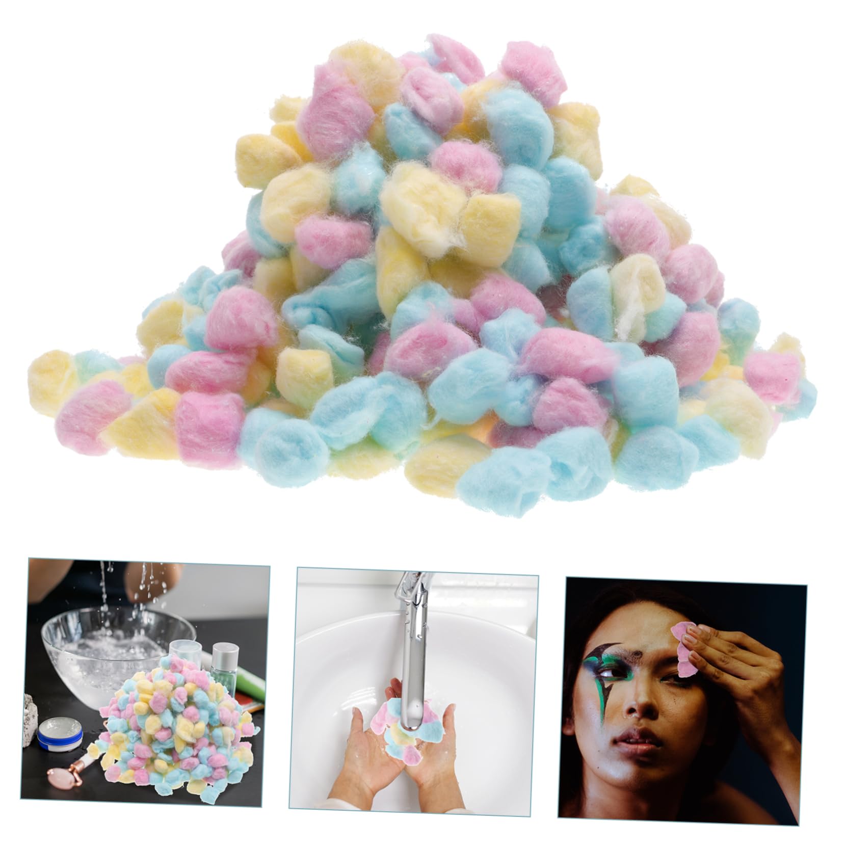 Bunte Wattebäusche für Gesicht und Make Up, 500g Baumwolle, 1 Packung
