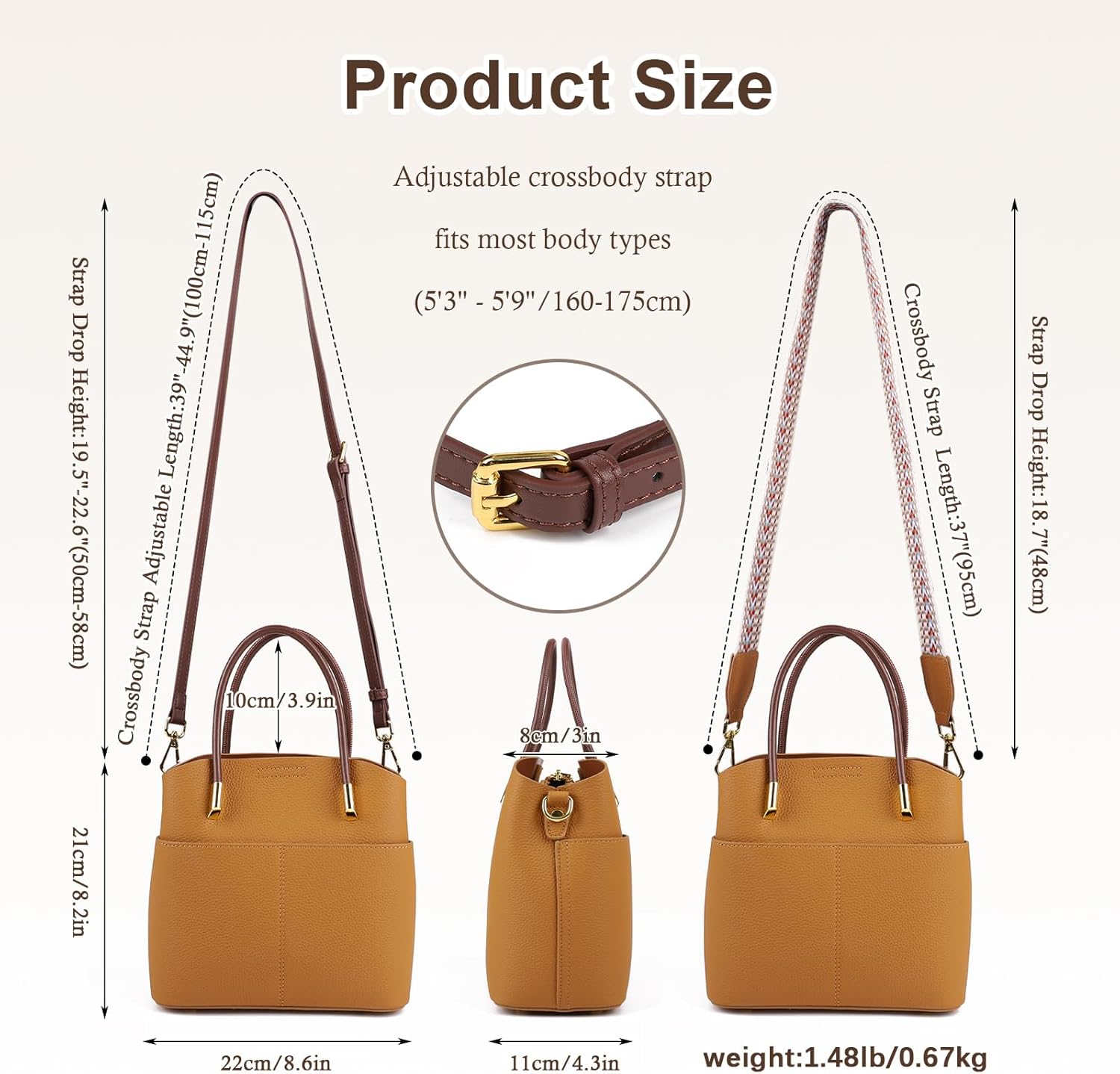 MFFOR Genuine Leather Crossbody Purses and Handbags for Women, Tote Shoulder Purse Bucket Handbag, Top Handle Satchel | Bucket Bag, Adjustable Strap, Durable Hardware, Designer Handbag, Multi-pocket, Sleek Design