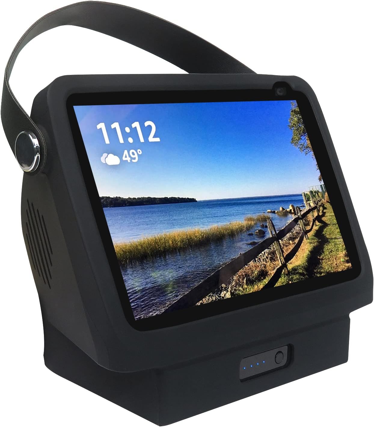 battery base for show8 1st & 2nd gen, portable show8 2nd charger, smarts speaker battery stand 15600mah, 9.5 hours work time protector with handle?black…