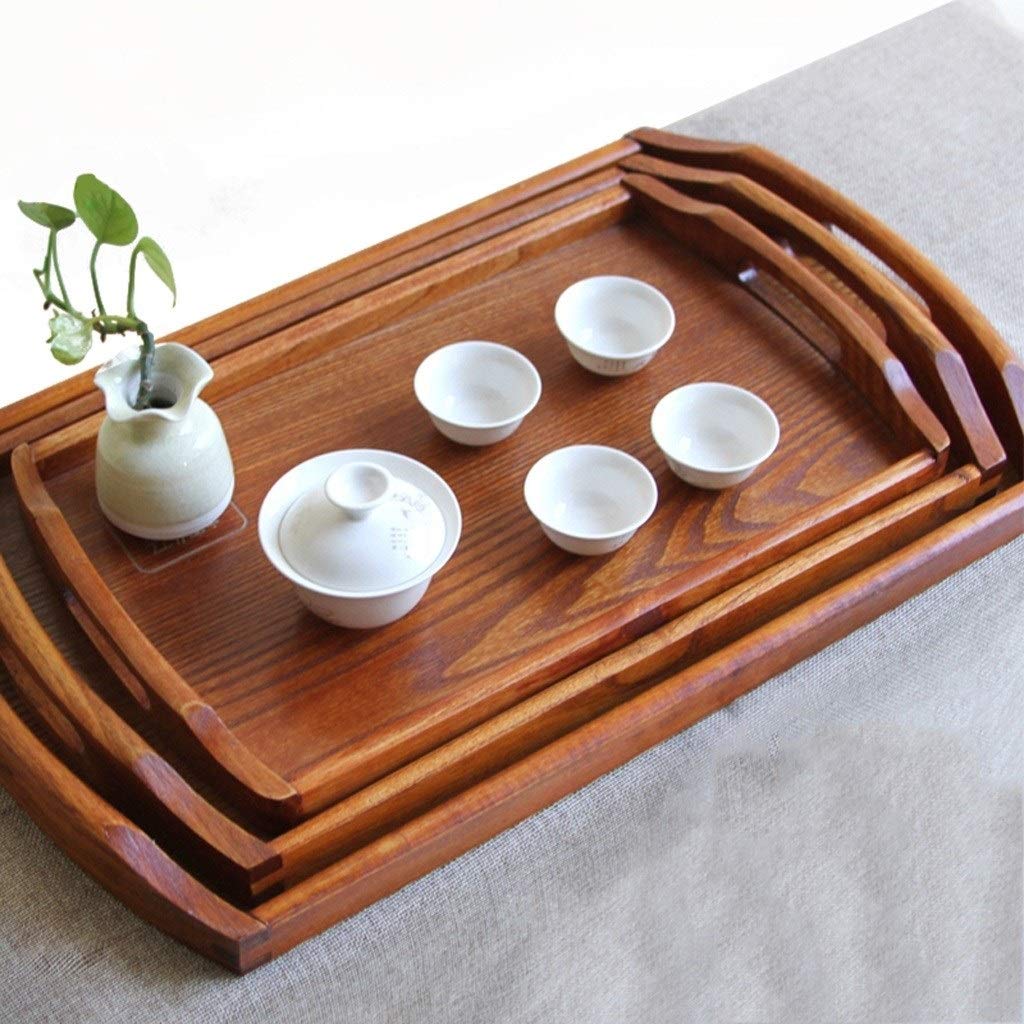 Plateau À Thé Rectangulaire en Bois pour La Maison, Plateau À Thé Portable pour Le Salon, Plateau À Tasses, Plateau À Nourriture (Petit)