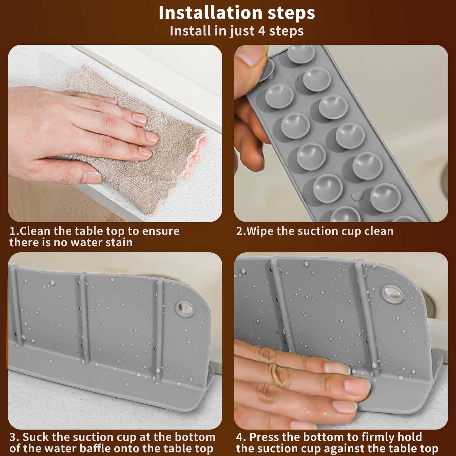 Barrière Anti-Éclaboussures Pour Évier De Cuisine - Silicone 70 Cm - Hauteur 7 Cm - Ventouses Intégrées - Pente De Drainage >8° - Pour Garder Plan De Travail Sec