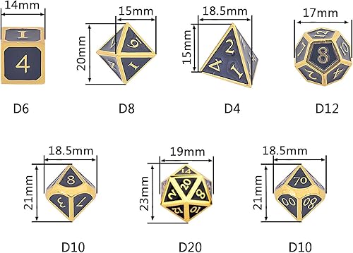 Miniatura 10 de HEIMDALLR Juego de dados de metal DND, 7 piezas, juego de dados de metal indestructibles con bolsa de dados juego de dados D&D (juego de dados de