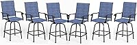 Vista 31 de Juego de 4 taburetes de bar para exterior de MFSTUDIO, sillas giratorias de patio con altura de barra, barras de bar de patio con respaldo alto