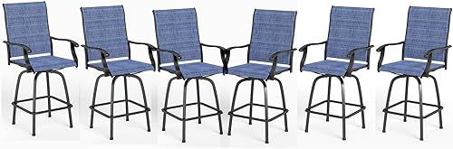 Miniatura 30 de MFSTUDIO Juego de 4 taburetes de bar al aire libre, sillas de bar giratorias de altura de barra, sillas de bar giratorias para exteriores, Textileno