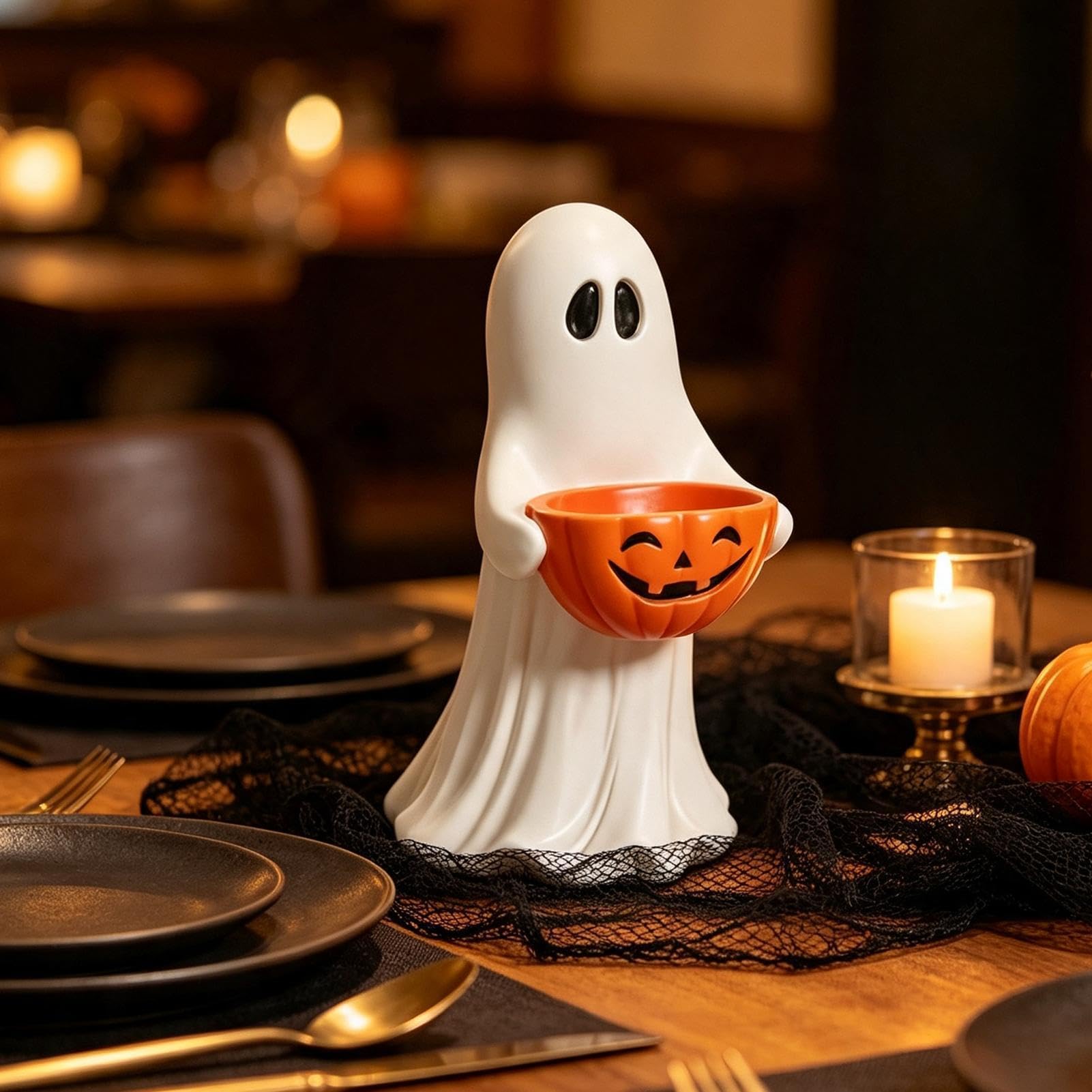 Cuenco Halloween Cuenco para Caramelos Impermeable Resina Calabaza