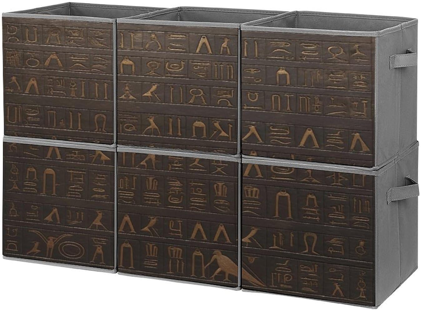 Multi Use Organizer Bins, Ancient Egyptian Hieroglyph Printed Storage Bins, Foldable Storage Baskets Are Suitable For Bedrooms, Offices, And Cars