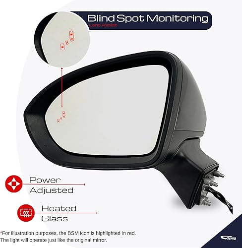 Miniatura 3 de Spieg Espejo lateral del conductor para Chevrolet Cruze 2016-2019 | Montaje de espejo lateral izquierdo con ajuste de potencia, vidrio calentado,