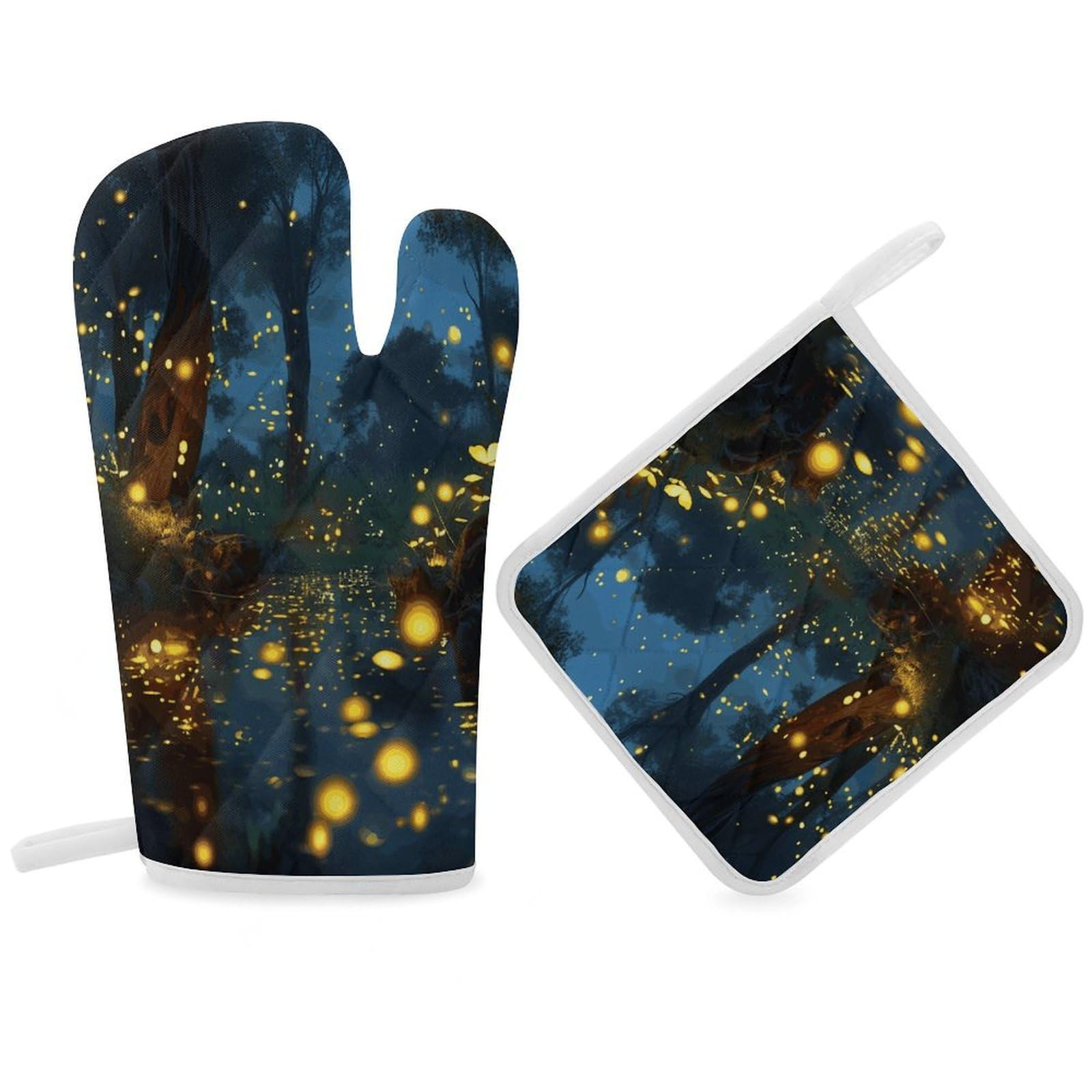 Fodpand Women's Style Fireflies Oven Mitts And Pot Holders Sets,Oven Gloves For Kitchen Oven Mitts And Potholders For Baking Cooking Grilling Apartment Essentials