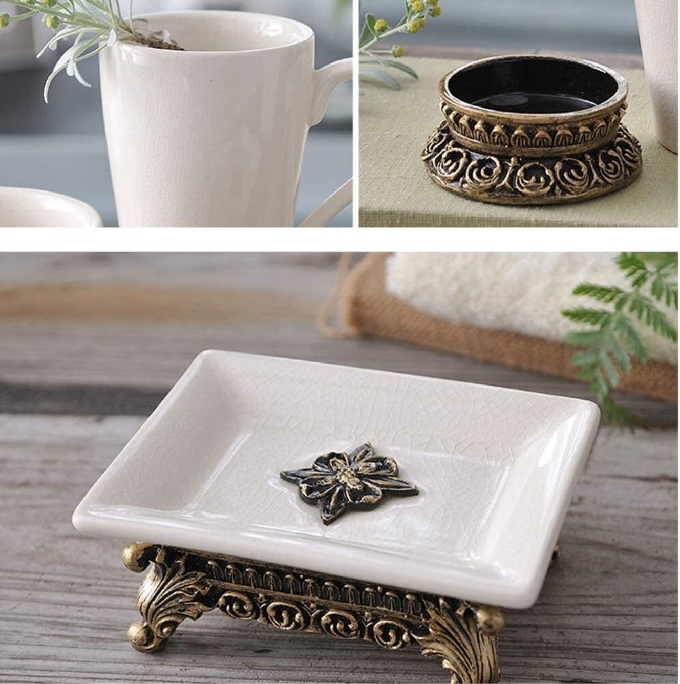 Nowoczesny Wystrój Kubkiem Zestaw 5 Akcesoriów Łazienkowych Ceramicznych Do Domu Vintage Design Kreatywna Ceramika Dekoracja