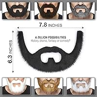 Vista 25 de Mustaches - Barba postiza y autoadhesiva de persona bajo fianza, accesorio de disfraz facial postizo para adultos, color gris y blanco