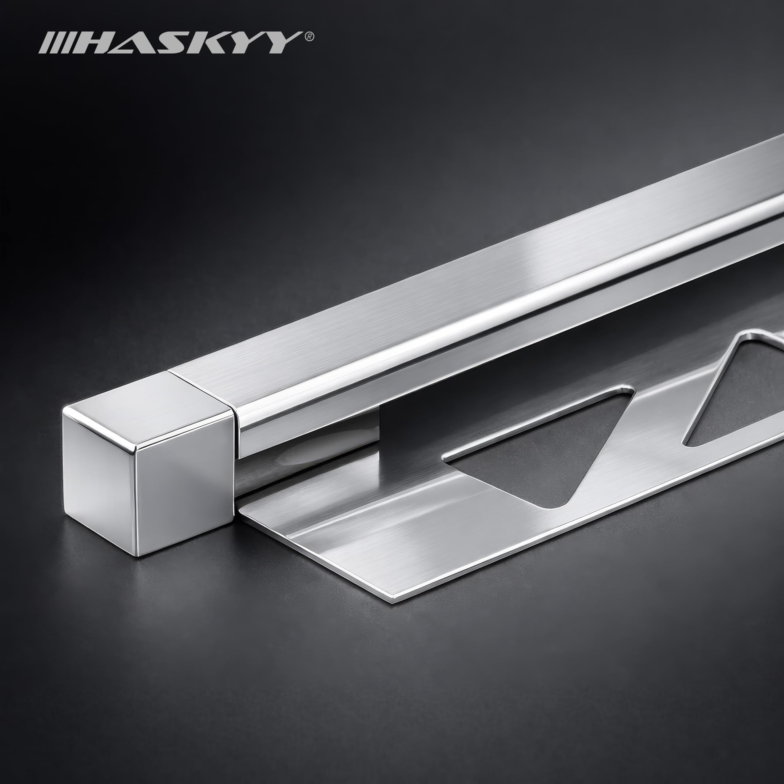 HASKYY Terminale per binario di piastrelle, profilo quadrato angolare, in acciaio inox V2A, lucido, altezza: 8 mm, 10 mm, 11 mm, 12,5 mm, angolo interno ed esterno (10 mm)