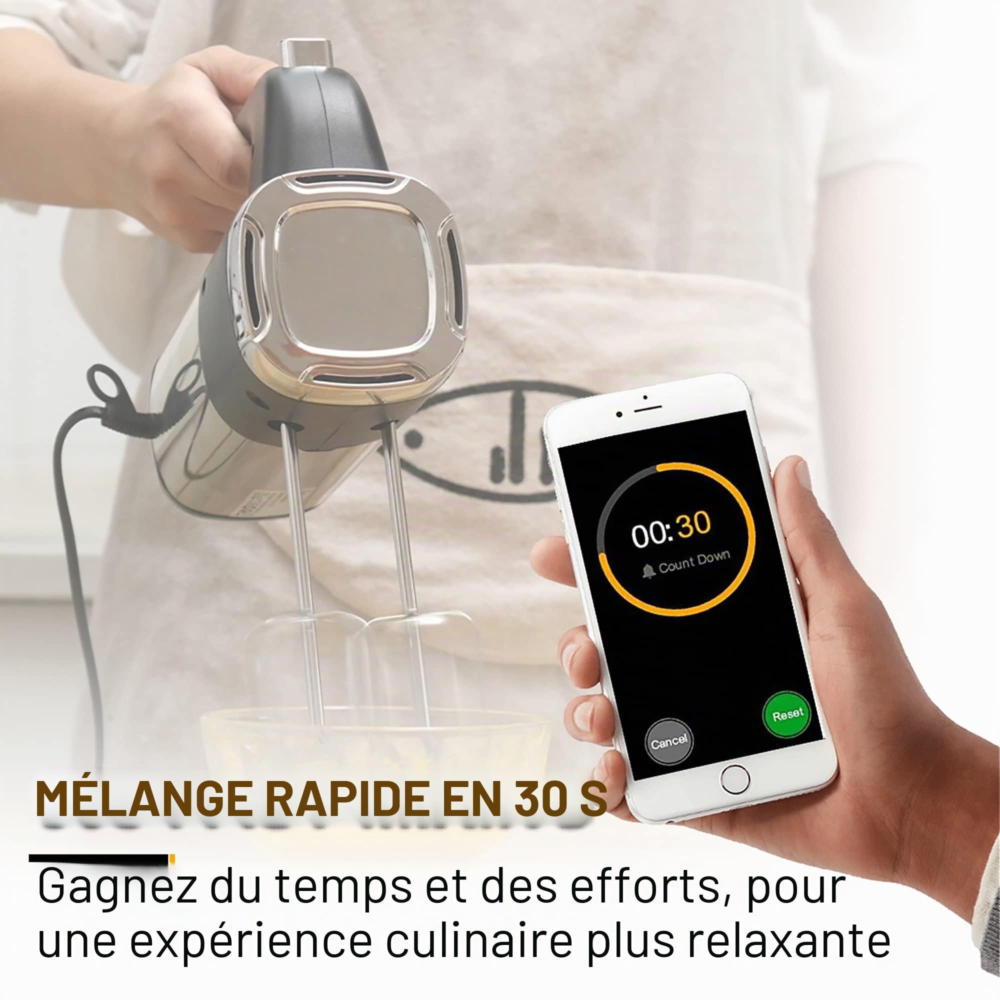 Sonifer Batteur Electrique Cuisine, Batteur Électrique Ultra Puissant de 500W, 5 Vitesses et Turbo, Bouton D'éjection, 1 Support de Rangement et 2 Batteurs et 2 Crochets Pétrisseurs