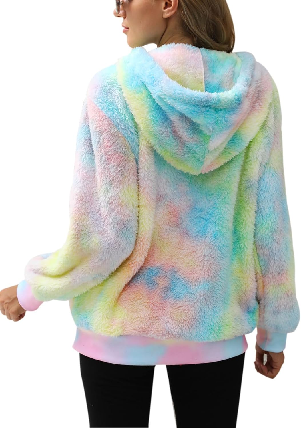 Nirovien Womens Sherpa Pullover Oversized Fuzzy Hoodie Double Fleece Sweatshirts Fluffy Plaid Outerwear Warm Coats - Image 3