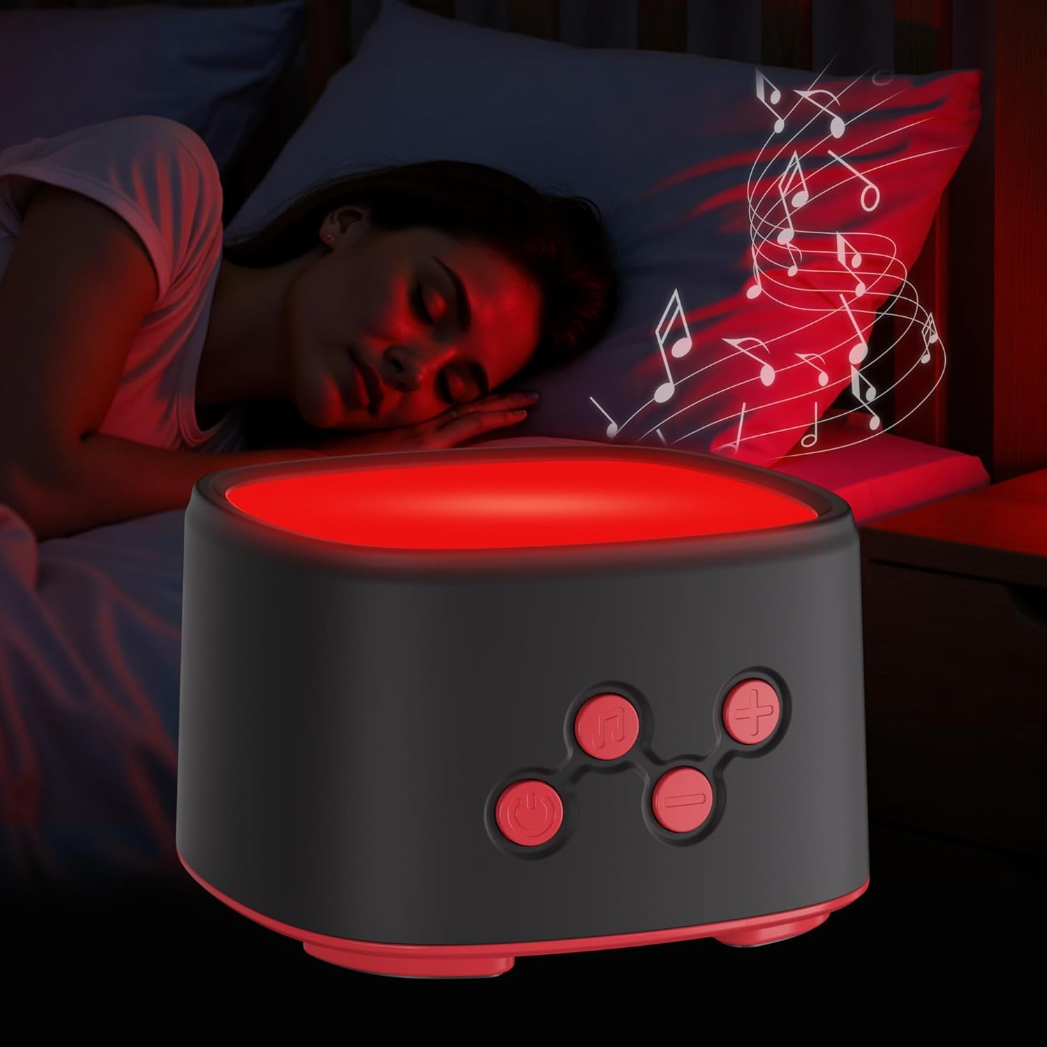 Red Light for Sleep with Dual Pure Red Light, White Noise Sound Machine, Sleep Support for Adults and Kids, Ideal for Meditation, Yoga, and Focus