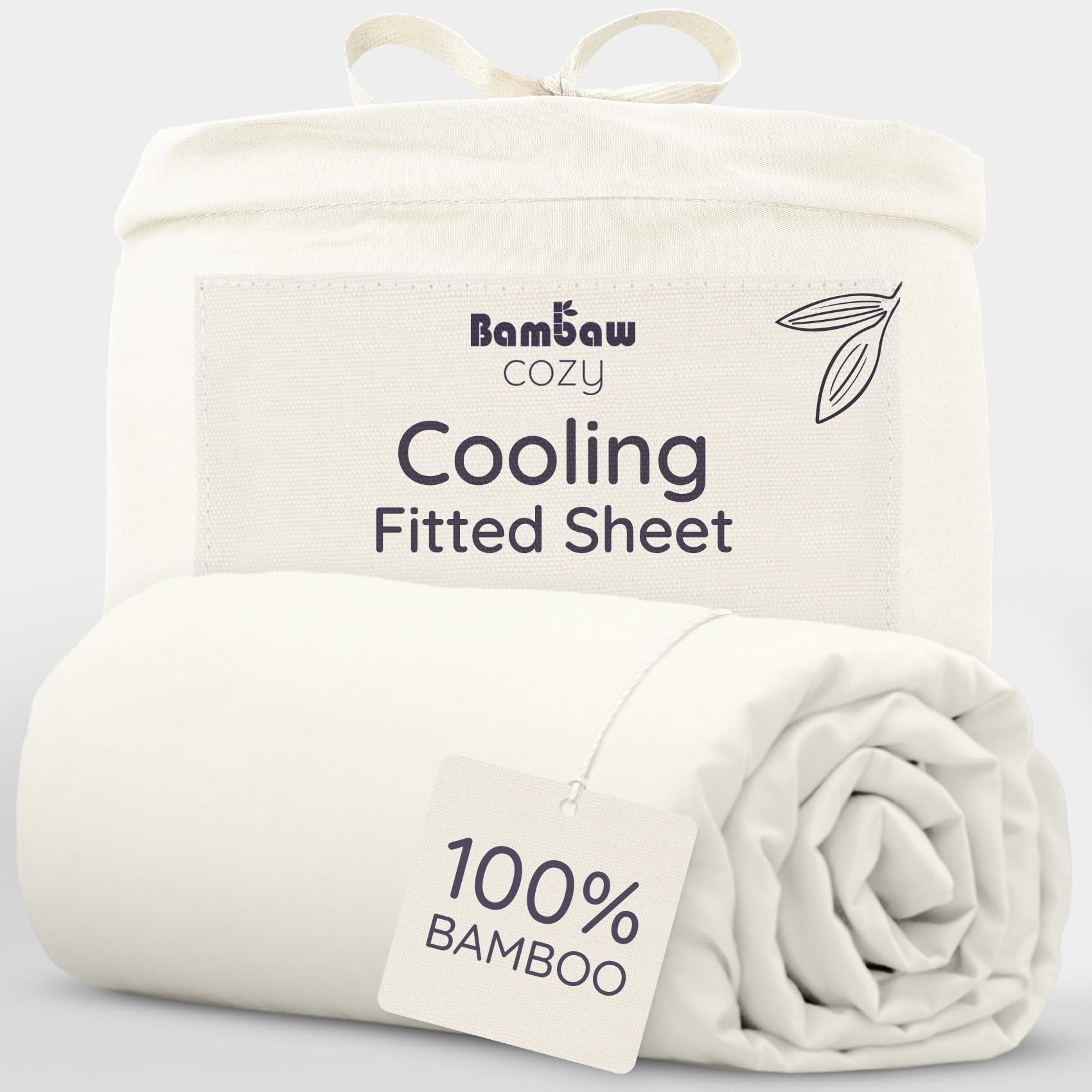 Bambaw Ivory Super King Bamboo Fitted Sheet 180X200 Cm, Deep Pocket 35 Cm, Anti Allergy Bedding, Bedsheet Bamboo Fibre, Breathable & Cooling Bedding For Night Sweats, Super King Deep Fitted Sheet (Ivory)