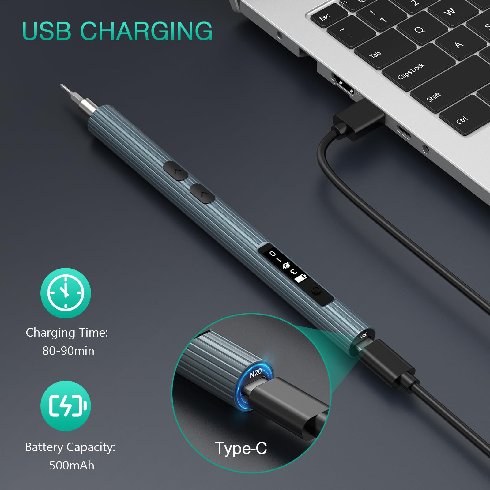 Mini Juego de Destornilladores de Precisión, ORIA 53 en 1 Kit de Destornilladores Magnéticos, Kit de Herramientas de Reparación Electrónica con 48 Puntas, Torque Ajustable, Pantalla Digital para PC