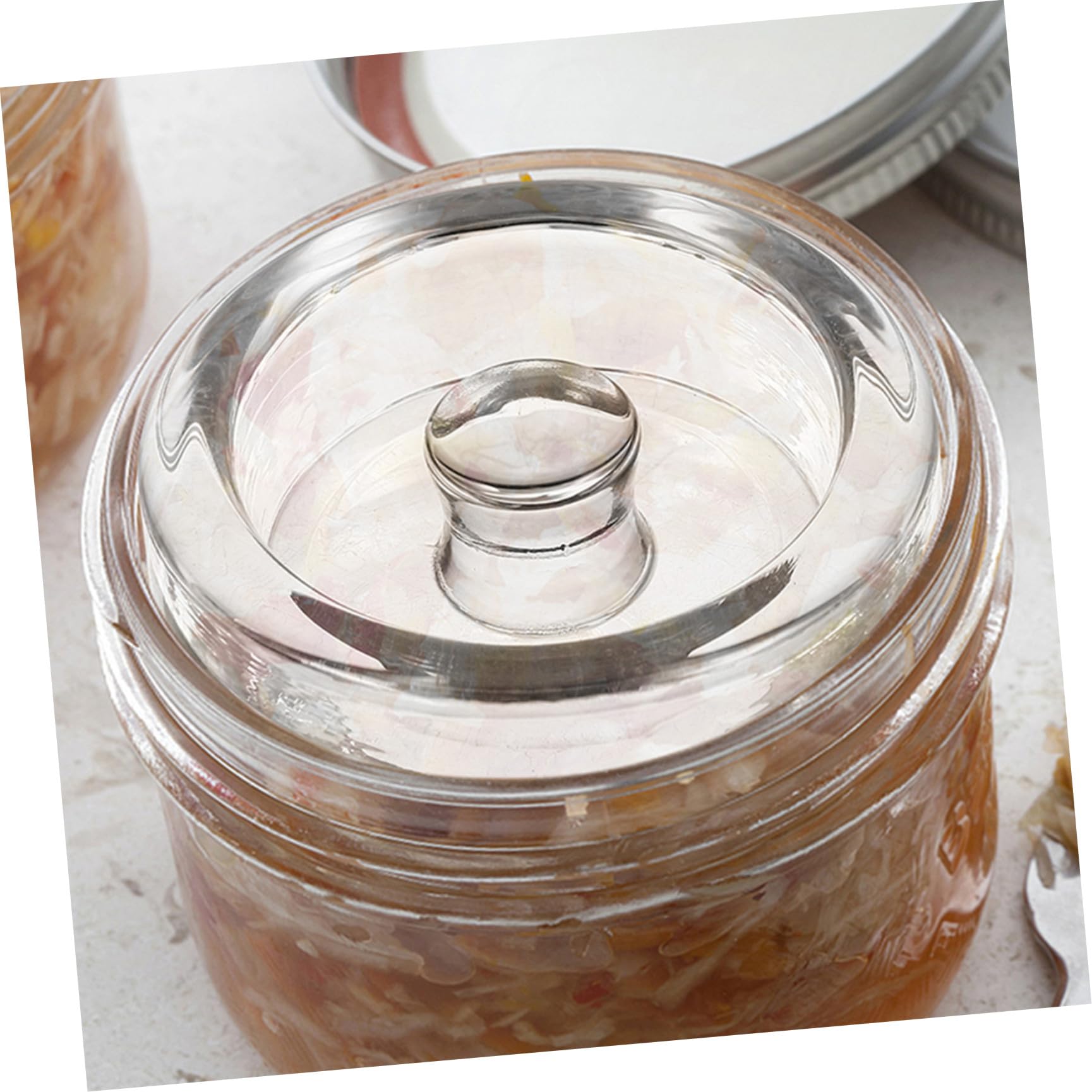 Gärgewichte aus Glas 2 Stück für Fermentation mit Transparentem Glasdeckel und Praktischem Griffdesign zum Einfachen Fermentieren und Aufbewahren