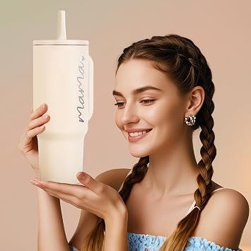 Mama Tumbler 40 oz Cup with Lids Straws First Mothers Day Gifts for New Mom Gifts for Pregnant Mother, Mama, Mom To Be