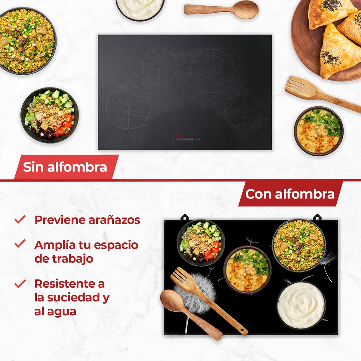 Cubre Vitrocerámica Diente de león - 80x52 cm - Protector Vitroceramica Induccion - Tapa Protectora para Induccion - Panel Antisalpicaduras Cocina