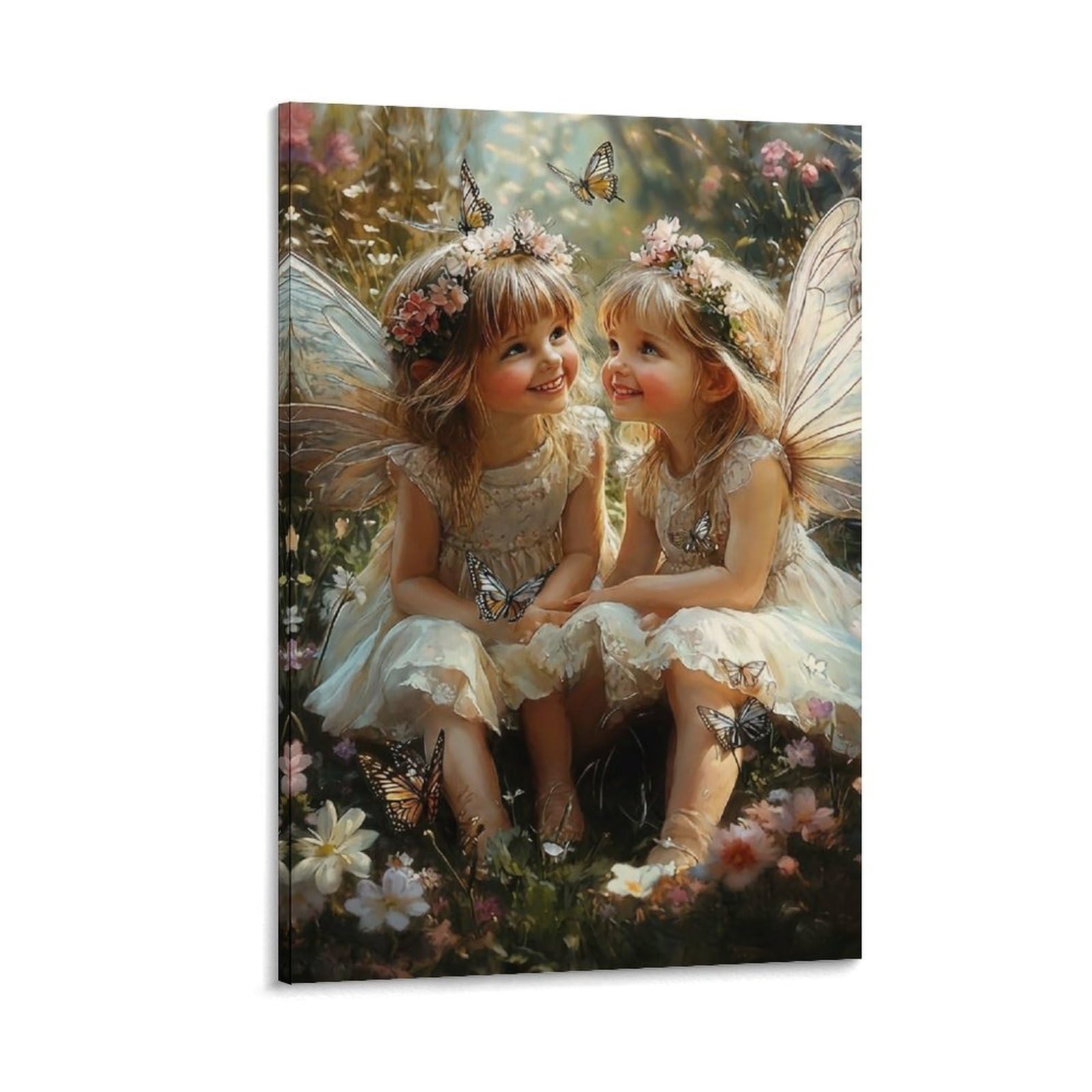 DHBANEIOK Fairy Girls Garden Poster Artwork Giclee Canvas Prints Modern Wall Art Picture Wall Hanging for Office Gym Living Room Decor 08x12inch(20x30cm)