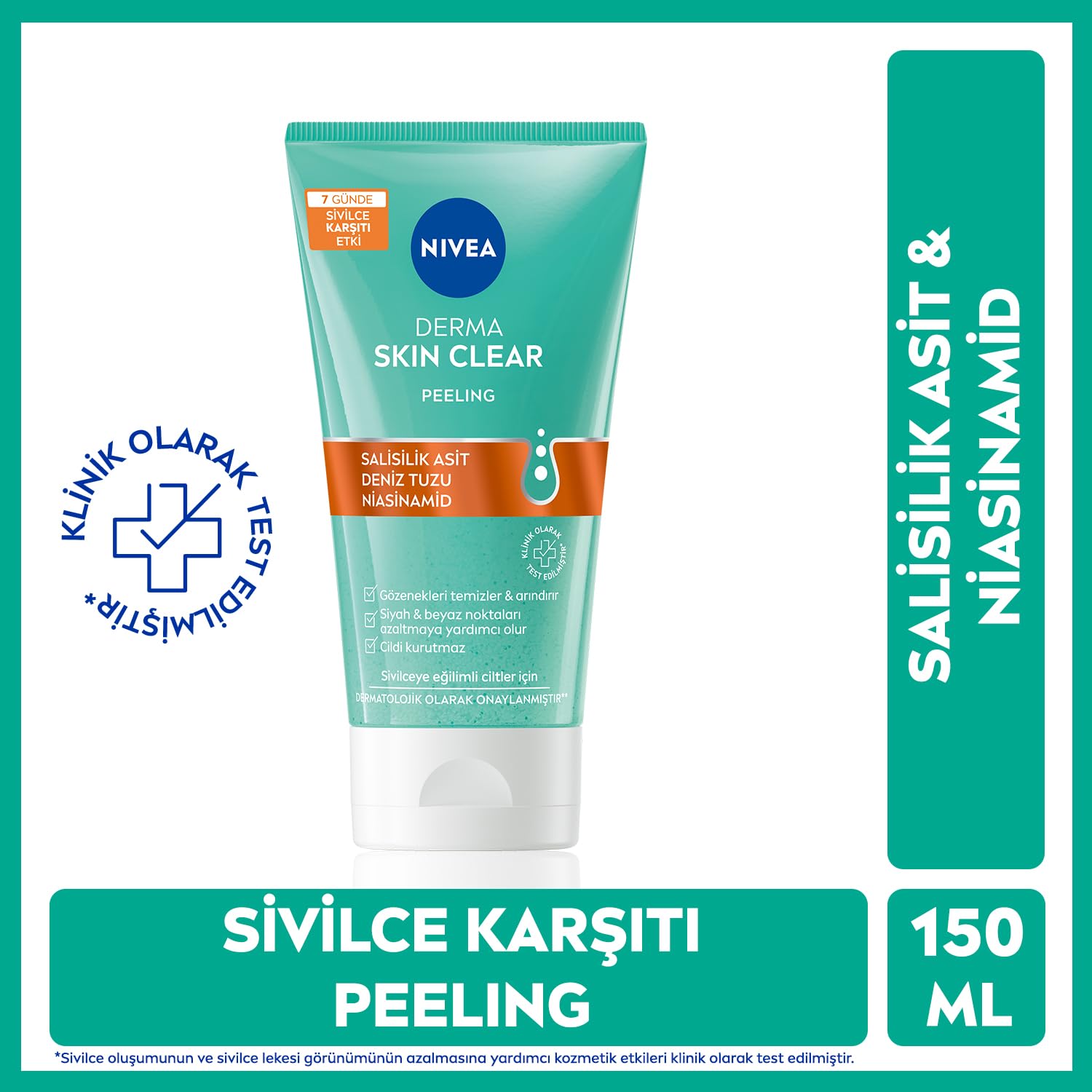 NIVEA Derma Skin Clear Sivilce Karşıtı Yüz Temizleyici Peeling 150 ml X2 + NIVEA Derma Skin Clear Sivilce Karşıtı Tonik 200 ml