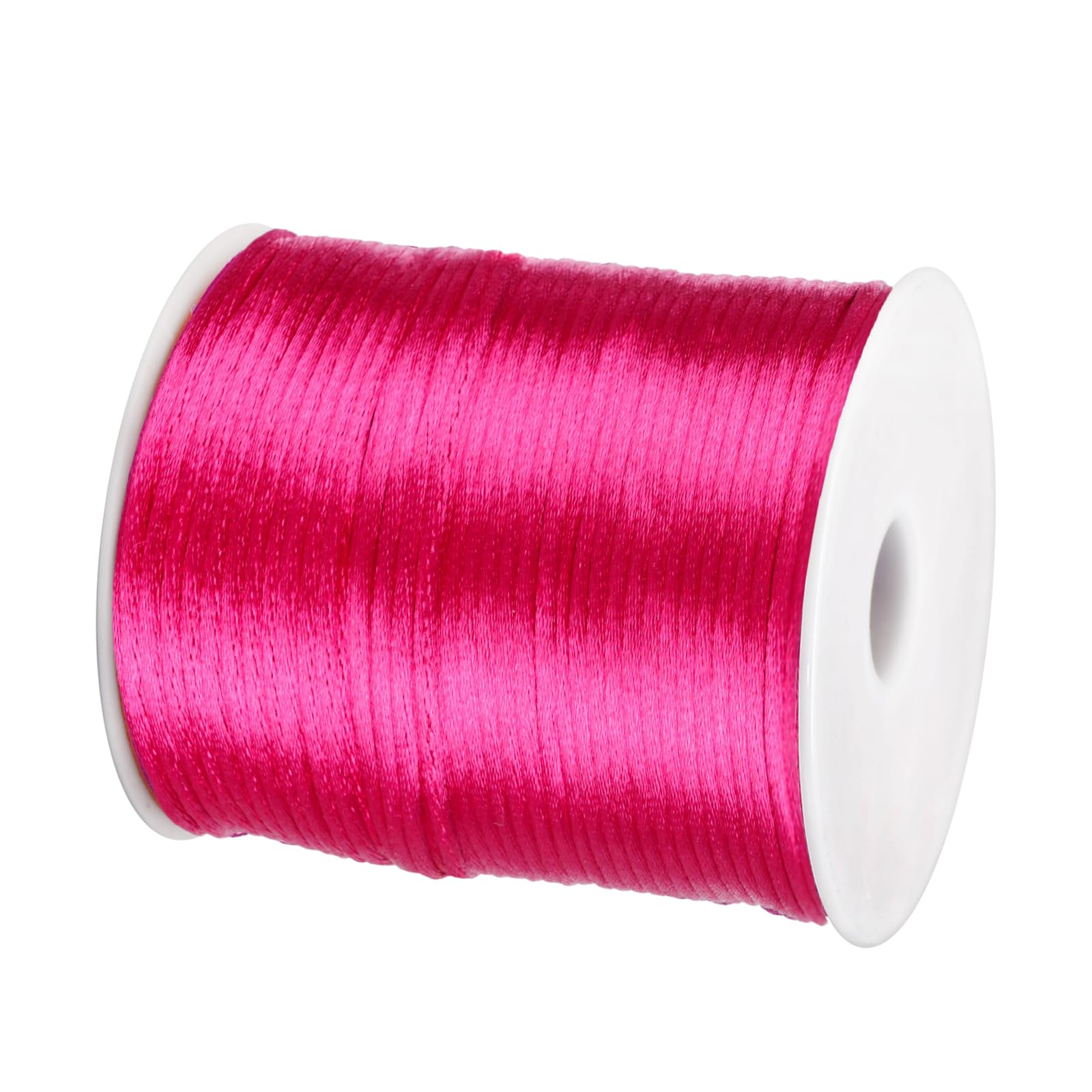 ZhXu Shuo Nylon Satin Cord 2mm Rattail Cord Hot Pink String - 100 Yards Nylon Chinese Knotting Cord Rat Tail Silk Cord for Bracelet Necklace Jewelry Making Macrame Trim
