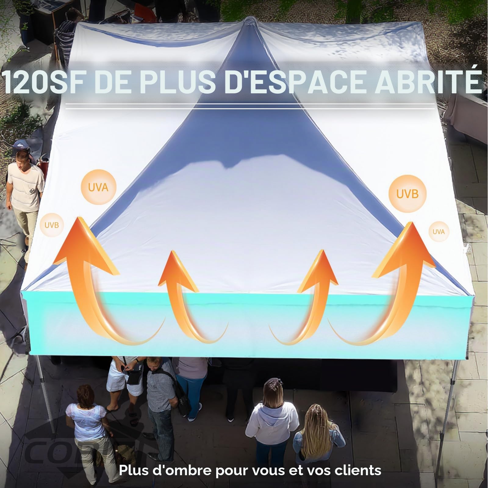 COBIZI 3x3m Tonnelle de Jardin Pliable, Tonnelle Pliable avec Auvent Extensible, Hauteur Réglable, Protection UV 50+, Convient pour Les Fêtes, L'extérieur, Le Commerce, Le Camping (Noir)