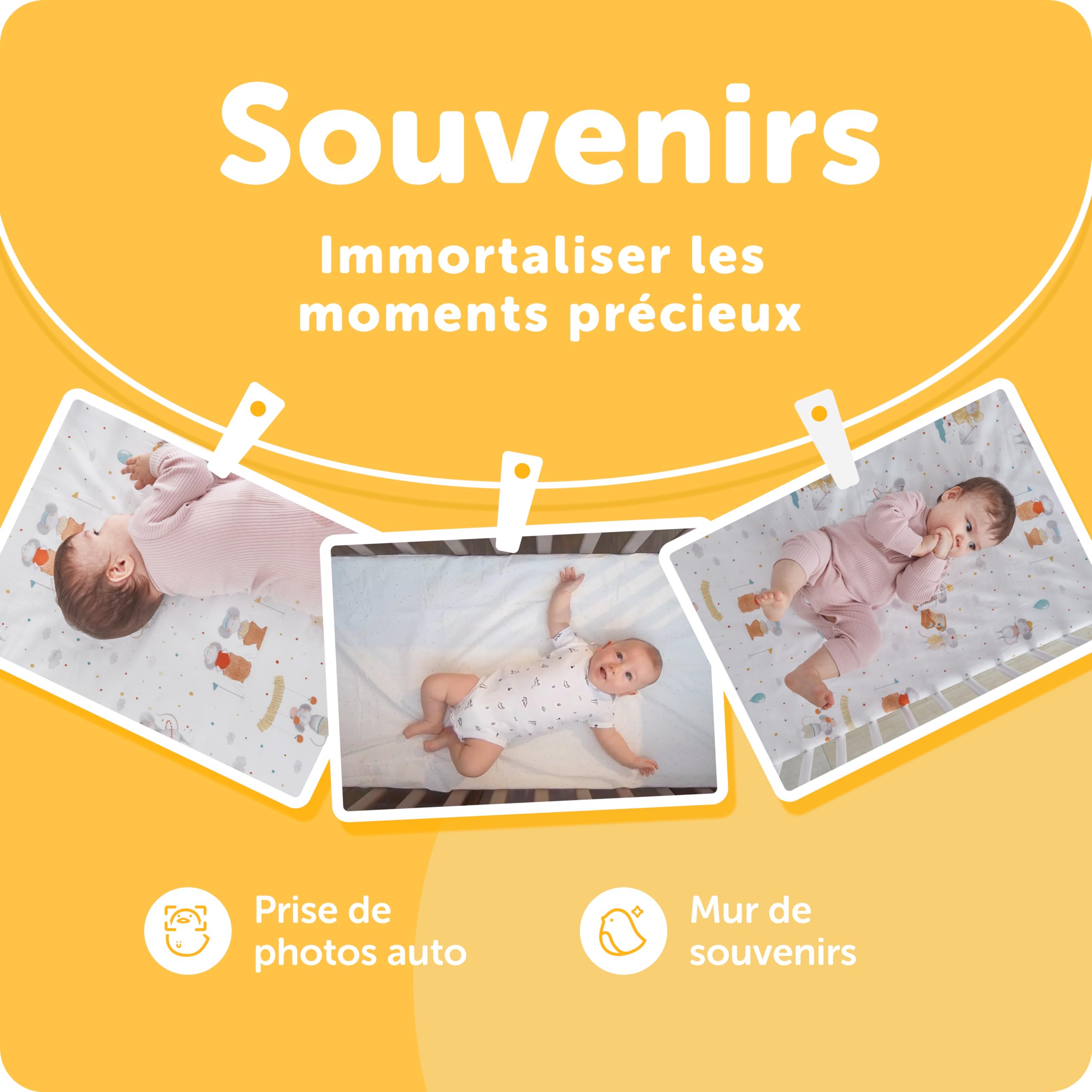 Cubo AI Babyphone Intelligent et 3 Supports | Caméra WiFi Vision Nocturne 1080p HD avec alertes I.A. pour la sécurité de bébé, Analyses du Sommeil, Audio bidirectionnel | iOS, Android