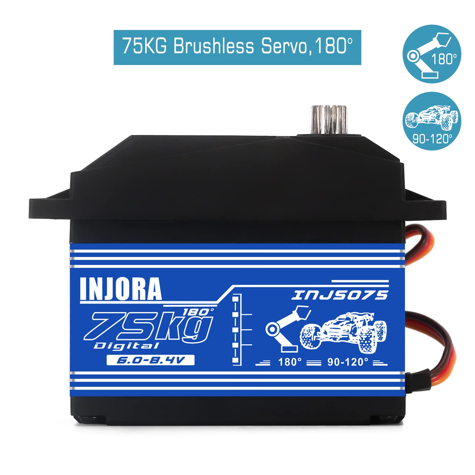 INJORA 75KG Digitales Servo Alto par Con Brazo 15T Para RC Modelo 1/5 Baja