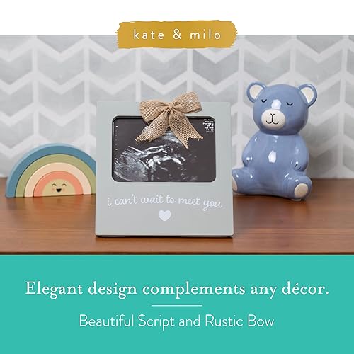 Vista 2 de Kate & Milo Marco de fotos para sonograma para bebé, recuerdo de ultrasonido con texto en inglés "I Can't Wait To Meet You", anuncio de embarazo, No